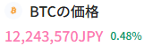 Zaif販売所のBTC売却レート